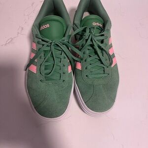 Adidas Green and Pink Platform Sneaker